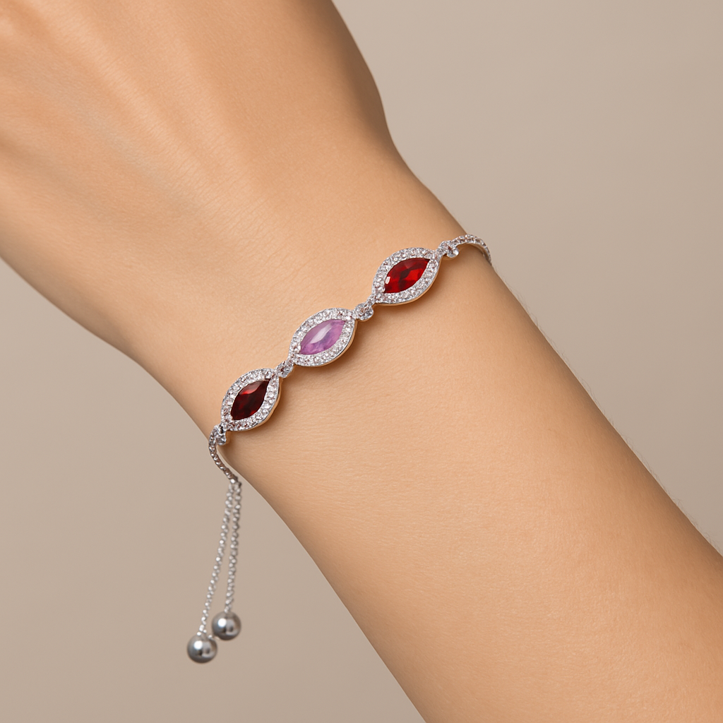 NeonGlow Sterling Silver Traditional CZ Stone Bracelet (7.84g)