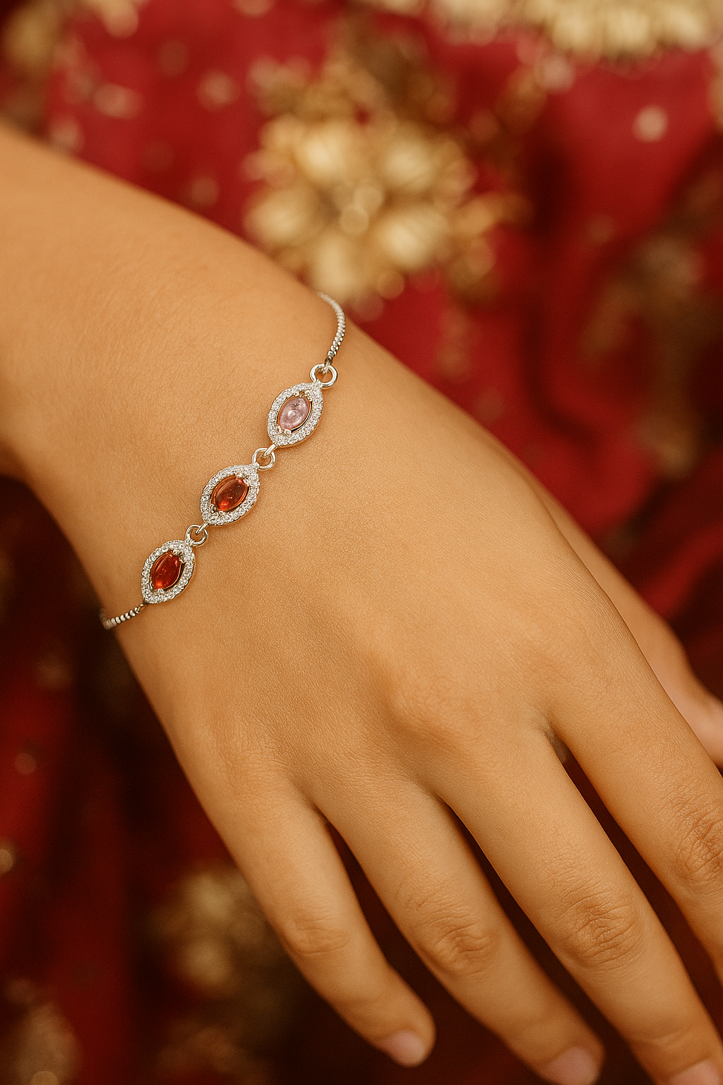 NeonGlow Sterling Silver Traditional CZ Stone Bracelet (7.84g)
