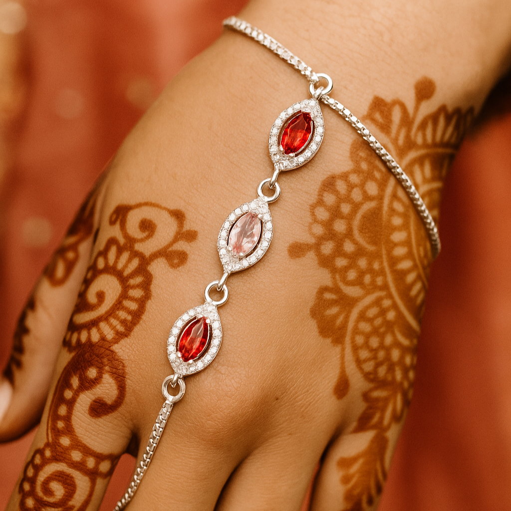 NeonGlow Sterling Silver Traditional CZ Stone Bracelet (7.84g)