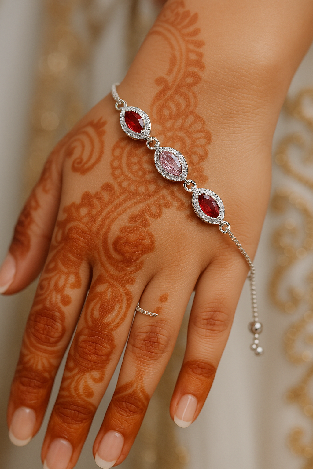 NeonGlow Sterling Silver Traditional CZ Stone Bracelet (7.84g)