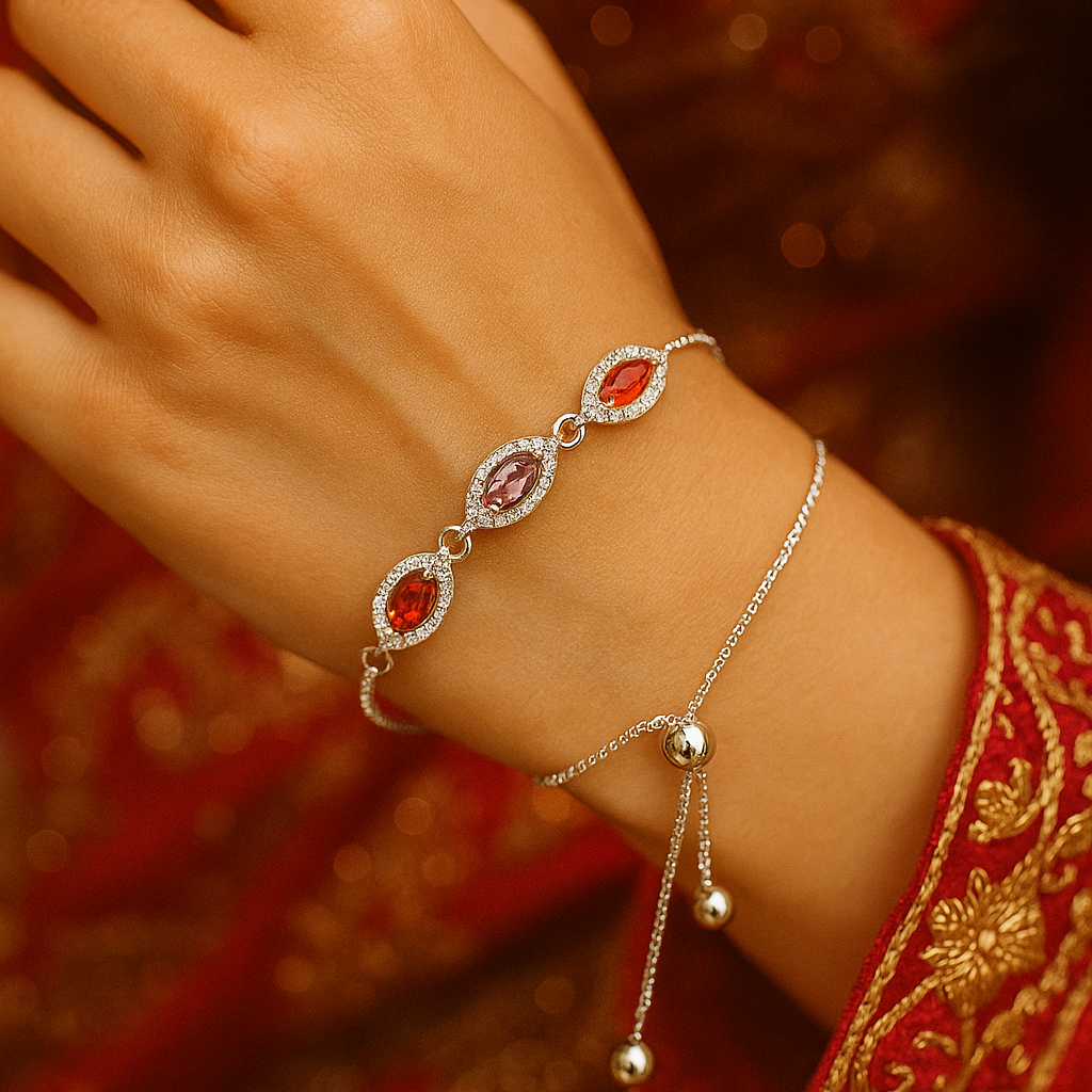 NeonGlow Sterling Silver Traditional CZ Stone Bracelet (7.84g)